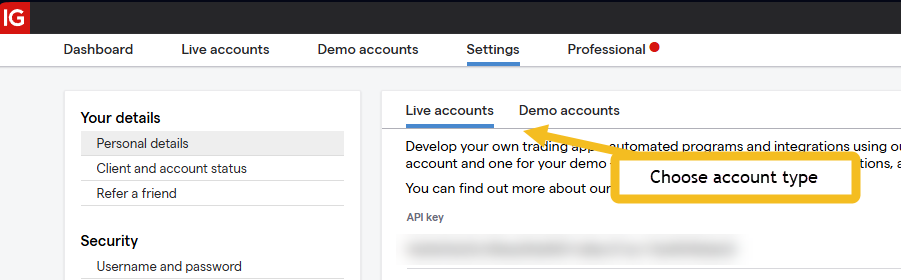 Choose account type
